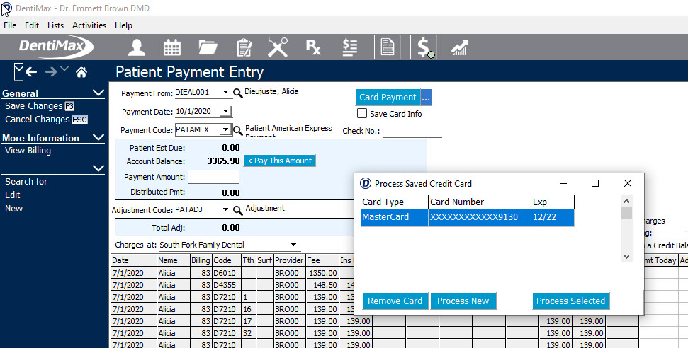 Patient payment entry